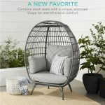 Best Choice Products Wicker Egg Chair, Oversized Indoor Outdoor Lounger for Patio, Backyard, Living Room w/ 4 Cushions, Steel Frame, 440lb Capacity - Ivory - Image 38