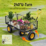 Steel Garden Cart, 2-in-1 1400 lbs Heavy Duty Utility Wagon, with Removable Mesh Sides to Convert into Flatbed, 240 U-Turn 13" Pneumatic Tires Garden Wagon for Farm Yard Lawn Garden Camping - Image 6