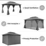 LAUSAINT HOME Outdoor Patio Gazebo 10'x13' with Expansion Bolts - Image 4