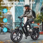 Electric Bike for Adults,750W 30-70Miles 48V 15AH Removable Battery Ebike 20" x 4.0 Fat Tire Beach Commuting E-Bike 2 Seater W/Fork Suspension UL2849 - Image 4