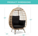 Best Choice Products Wicker Egg Chair, Oversized Indoor Outdoor Lounger for Patio, Backyard, Living Room w/ 4 Cushions, Steel Frame, 440lb Capacity - Ivory - Image 34
