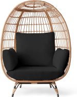 Best Choice Products Wicker Egg Chair, Oversized Indoor Outdoor Lounger for Patio, Backyard, Living Room w/ 4 Cushions, Steel Frame, 440lb Capacity - Ivory - Image 5