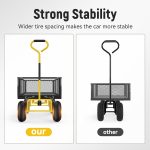 Steel Garden Cart, 2-in-1 1400 lbs Heavy Duty Utility Wagon, with Removable Mesh Sides to Convert into Flatbed, 240 U-Turn 13" Pneumatic Tires Garden Wagon for Farm Yard Lawn Garden Camping - Image 15