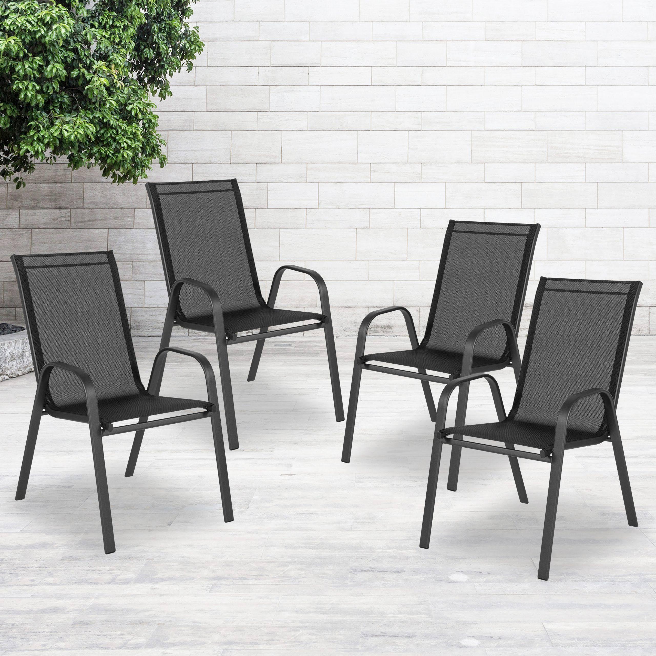 DF75D8E8-F3AA-F5F5-F6FC-4BB65614CC15 4 Pack Brazos Series Black Outdoor Stack Chair - Image 1