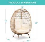 Best Choice Products Wicker Egg Chair, Oversized Indoor Outdoor Lounger for Patio, Backyard, Living Room w/ 4 Cushions, Steel Frame, 440lb Capacity - Ivory - Image 14