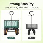 Steel Garden Cart, 2-in-1 1400 lbs Heavy Duty Utility Wagon, with Removable Mesh Sides to Convert into Flatbed, 240 U-Turn 13" Pneumatic Tires Garden Wagon for Farm Yard Lawn Garden Camping - Image 27